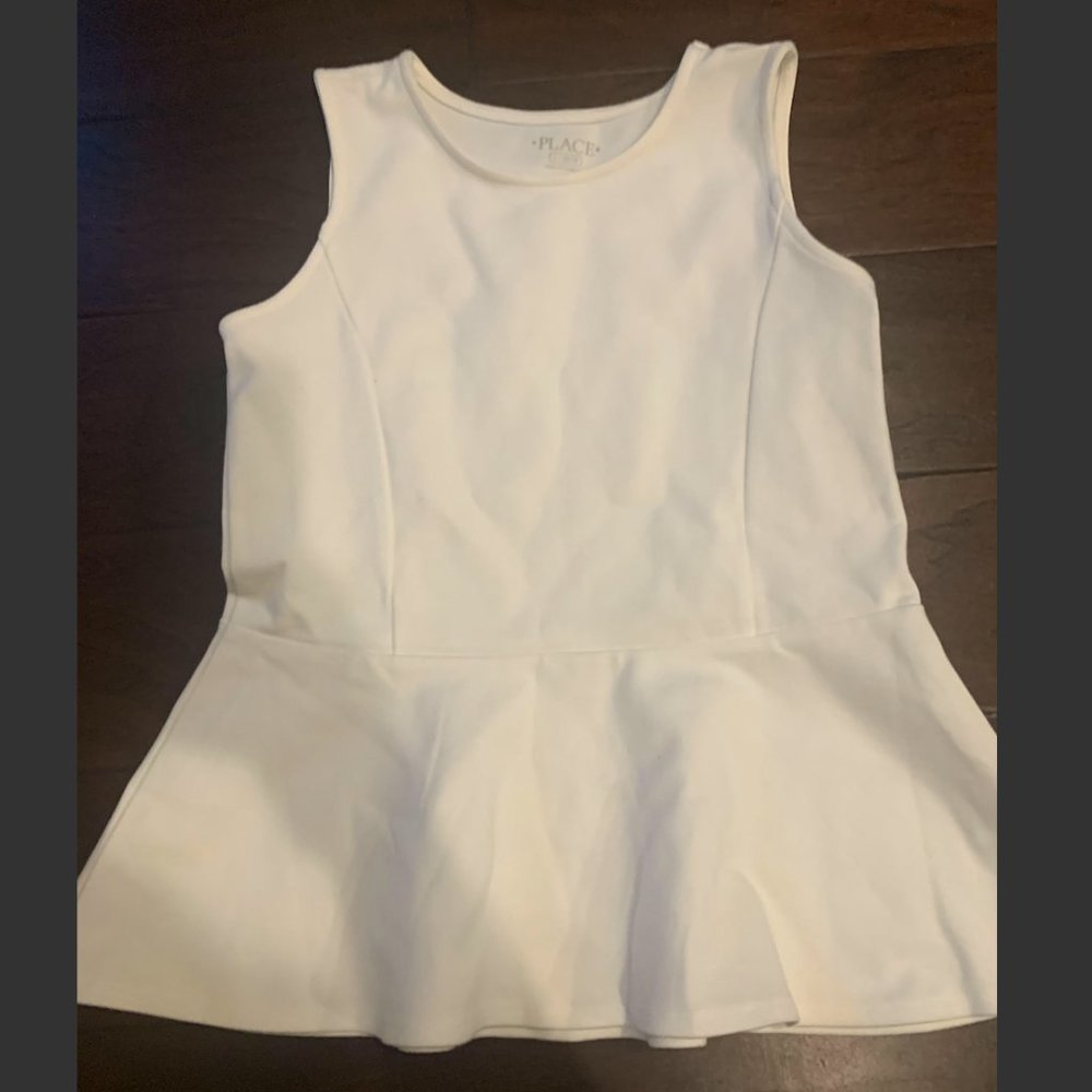 Girls White Peplum Top